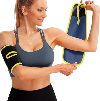 Women's Arm Trimmers 2Pcs Adjustable Sweat Arm Shaper Bands Compression Workout Sleeves Sauna Wraps for Flabby Arms